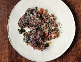 Lamb Chops with Cilantro Chimichurri and Warm Quinoa Salad Lamb Chops with Cilantro Chimichurri and Warm Quinoa Salad