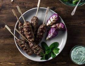 Lamb Skewers with Tzatziki, Cucumber Salad and Grilled Flatbreads Lamb Skewers with Tzatziki, Cucumber Salad and Grilled Flatbreads